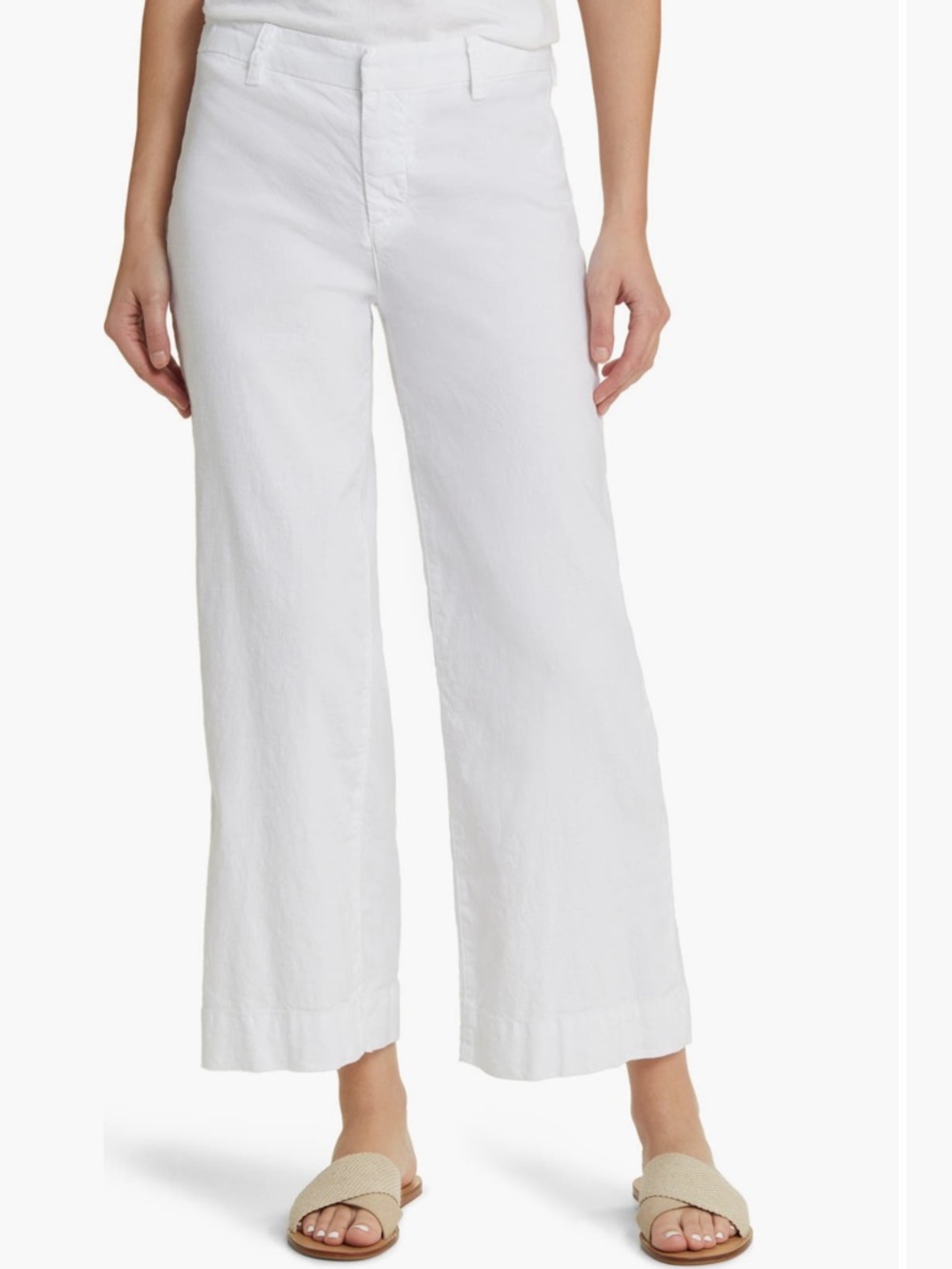 Frank & Eileen Size 10 Wexford Wide Leg Linen Cropped pant in White